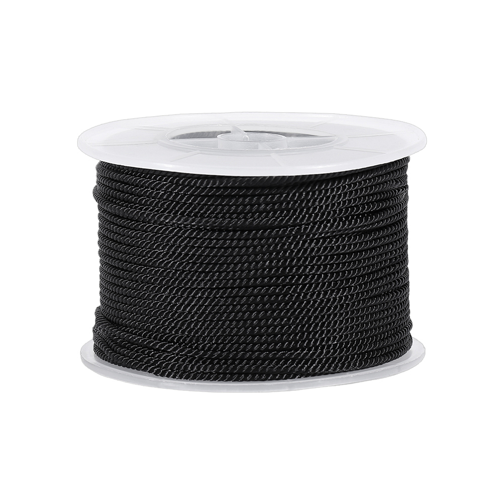 Cord Trim Twisted - 54,68 yards zwart gedraaid koord, 2mm