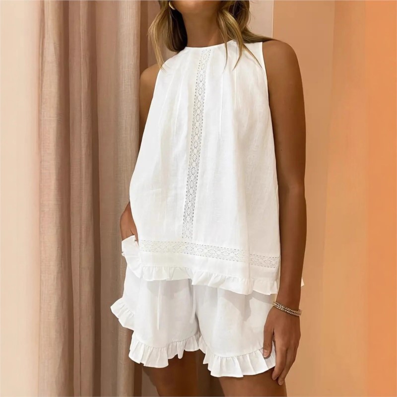 Elastic Lace Trim - Nieuwe dames zomerset van 2 delen,