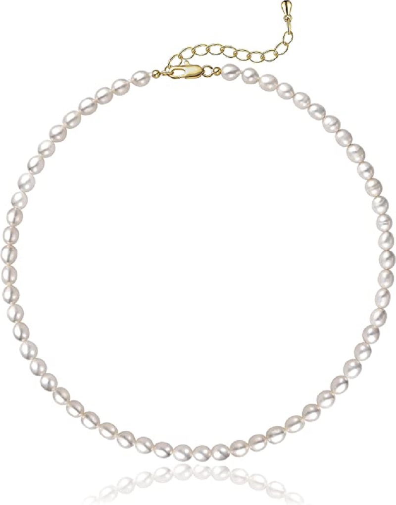 Pearl Trim Chain - Parelsnoer 5-7mm ovale witte parels gekweekte