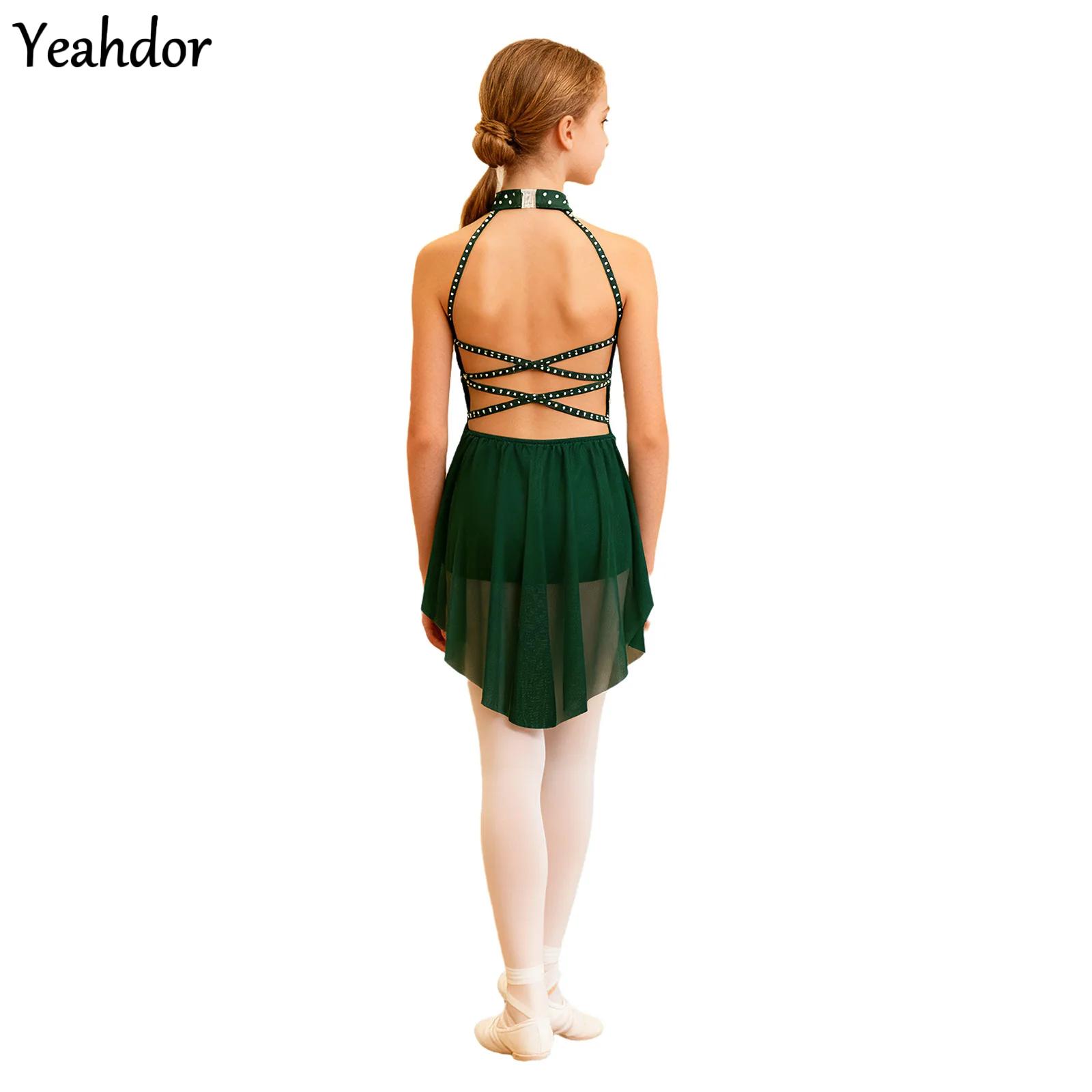 Rhinestone Banding Trim - Meisjes Lyrische Dansjurk Strass Gymnastiek Ballet