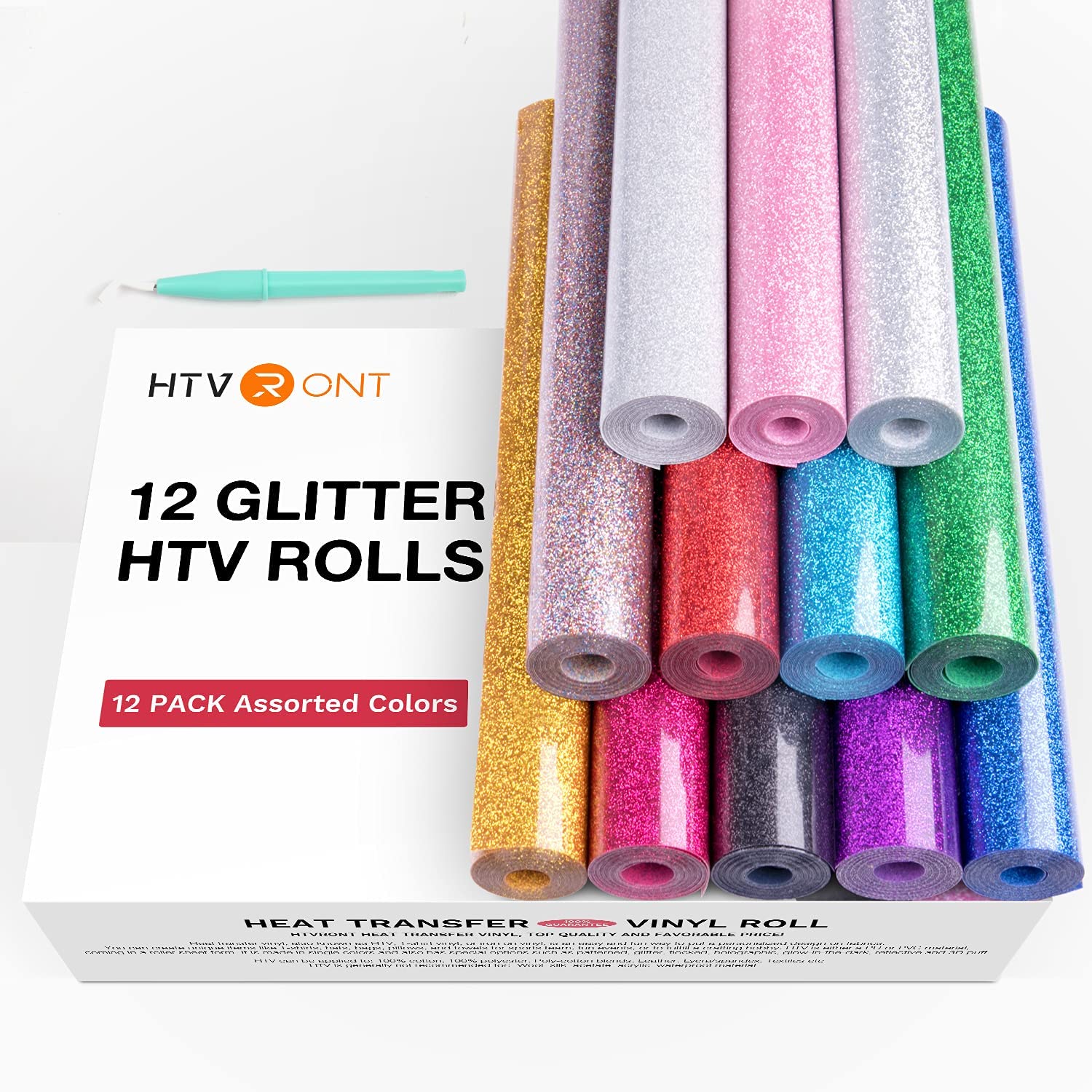 Glitter Vinyl Roll - HTVRONT 12-pack Glitter HTV Heat Transfer