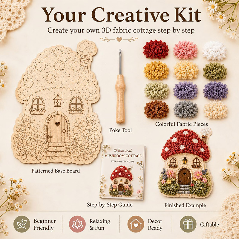 3D Mushroom House Poke Art DIY - Embroidery Craft recensie en prijs