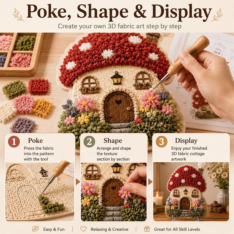 3D Mushroom House Poke Art DIY - Embroidery Craft recensie en prijs