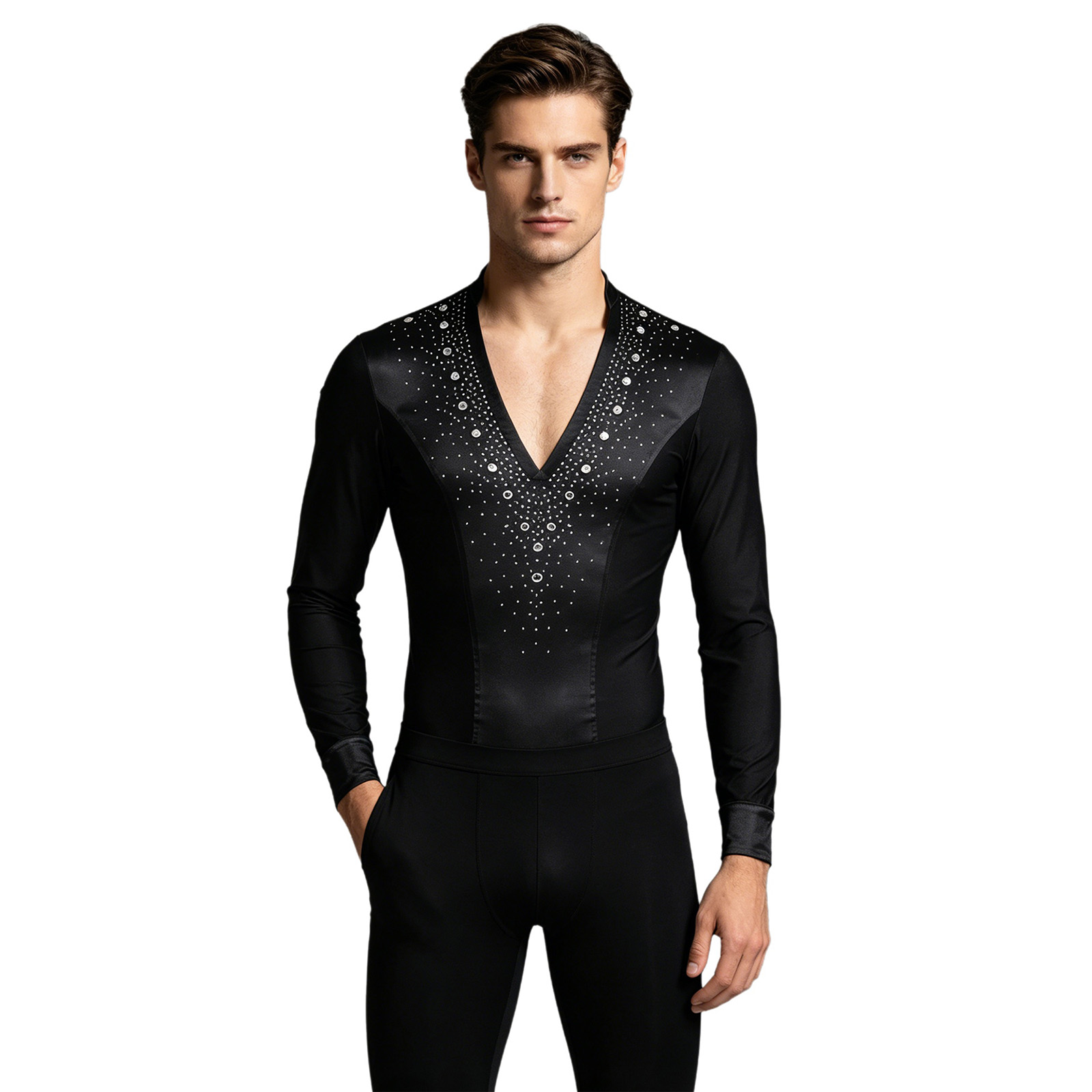 Heren Latin Jazz Dans Turnpakj - Rhinestone Banding Trim recensie en prijs